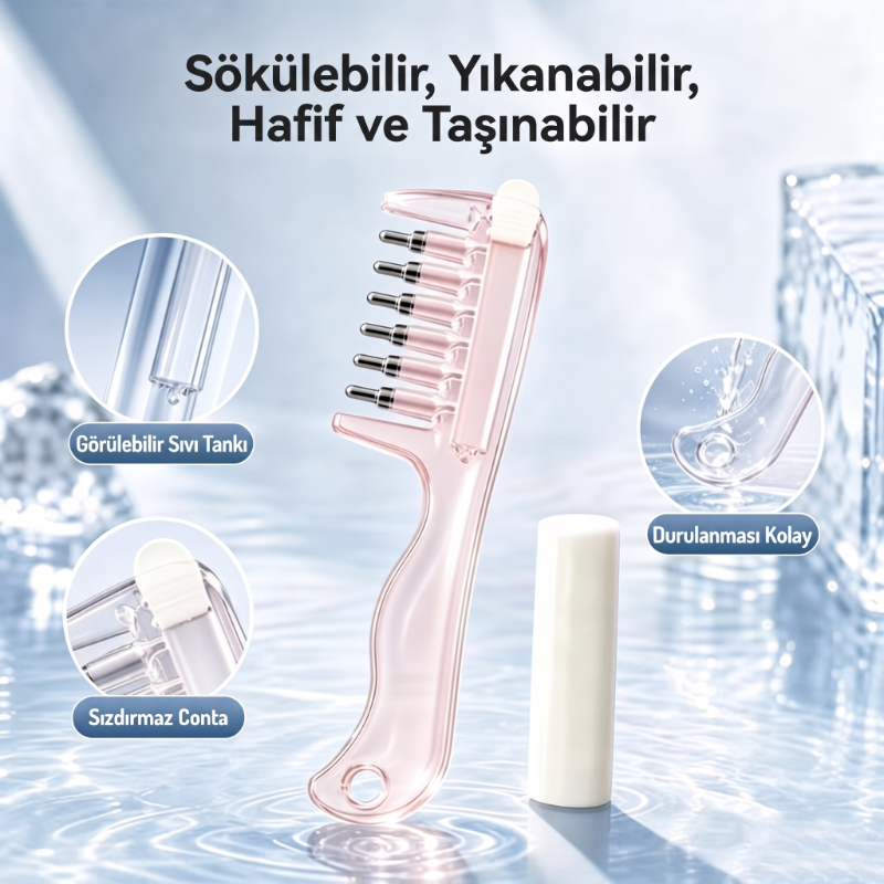 Saç Bakım Yağı Uygulama Tarağı - Serum Tarağı - Yeniden Doldurulabilir Hazne - görsel 5